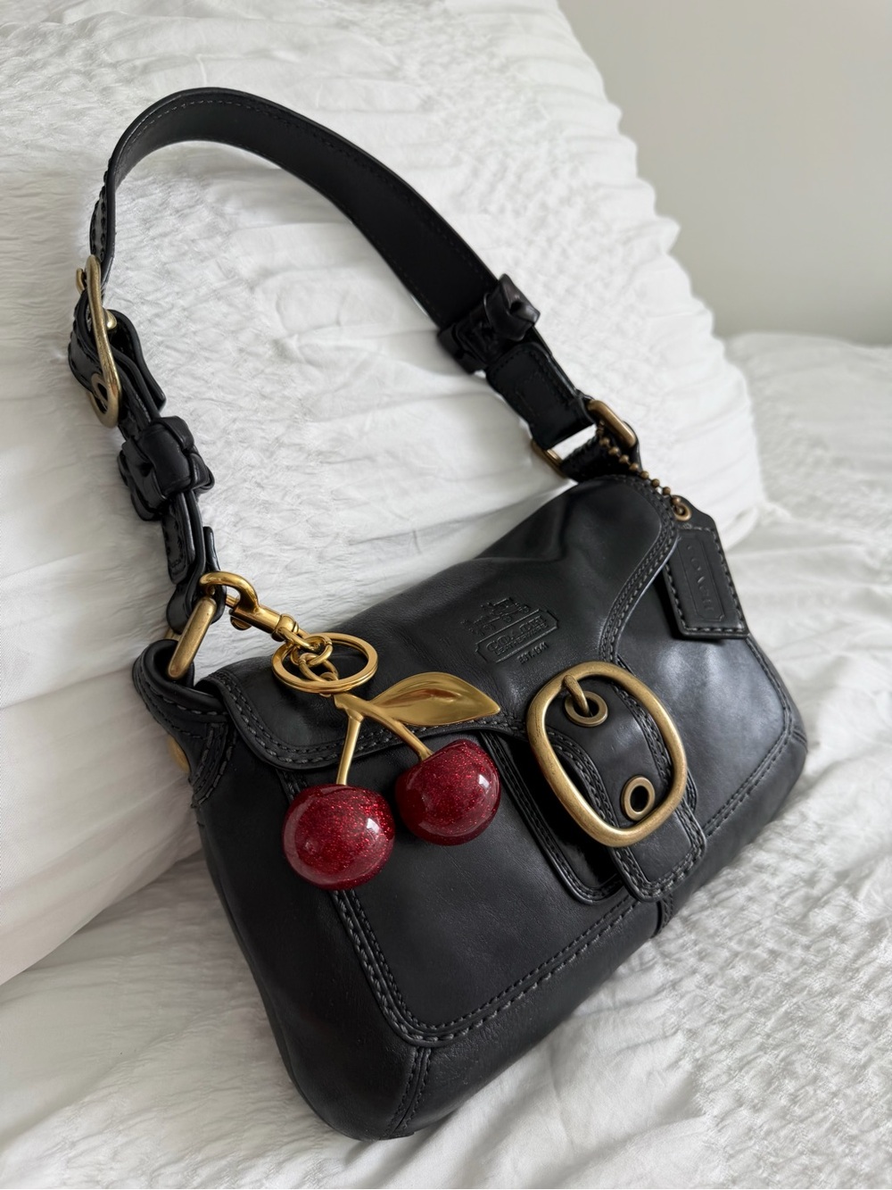 🖤 Vintage Coach Black Leather Bleecker Soho Flap Bag w/Gold Hardware